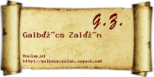 Galbács Zalán névjegykártya